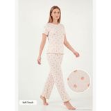 Lela Pamuklu Regular Fit Bisiklet Yaka Kısa Kollu Desenli Rahat Pijama Takımı Kadın PİJAMA TAKIMI 65