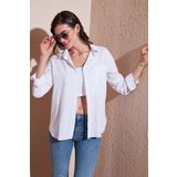Lela Pamuklu Regular Fit Cepli Bayan Gömlek CF25S16992 BEYAZ