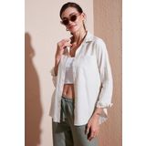 Lela Pamuklu Regular Fit Cepli Bayan Gömlek CF25S16992 EKRU