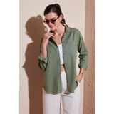 Lela Pamuklu Regular Fit Cepli Bayan Gömlek CF25S16992 HAKİ