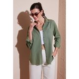 Lela Pamuklu Regular Fit Cepli Gömlek Kadın Gömlek CF25S16992 - Açık Haki