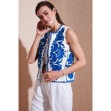 Lela Pamuklu Regular Fit Çiçekli Nakış İşlemeli Yelek Bayan YELEK 676238