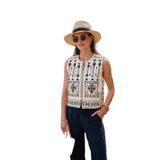 Lela Pamuklu Regular Fit Çiçekli Nakış İşlemeli Yelek Bayan YELEK 676293