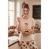 Lela Pamuklu Regular Fit Desenli Bisiklet Yaka Bayan Pijama Takımı 65790784 KAHVE