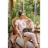 Lela Pamuklu Regular Fit Desenli Bisiklet Yaka Pijama Takımı Bayan Pijama Takımı 65790784 - Pembe - XL