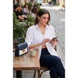 Lela Pamuklu Regular Fit Iliklenebilen Yırtmaç Detaylı Gömlek Bayan Gömlek 6772920 - Beyaz