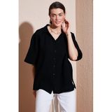 Lela Pamuklu Regular Fit Yırtmaçlı Kısa Kollu Gömlek Bayan GÖMLEK CF25S166965