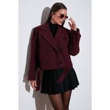 Lela Pamuklu Regular Fit Yumuşak Dokulu Kaşe Kısa Bayan Kaban 6810286 BORDO