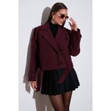 Lela Pamuklu Regular Fit Yumuşak Dokulu Kaşe Kısa Kaban Bayan Kaban 6810286 - Bordo