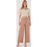 Lela Pamuklu Relaxed Fit Geniş Paça Bayan Pantolon 668YP5237 CAMEL