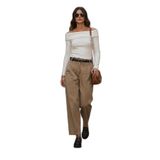 Lela Pamuklu Relaxed Fit Geniş Paça Dikiş Detaylı Kemerli Pantolon Bayan PANTOLON 68351208