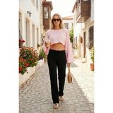 Lela Pamuklu Relaxed Fit Geniş Paça Müslim Pantolon Bayan Pantolon 668YP5502 - Siyah