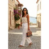 Lela Pamuklu Relaxed Fit Geniş Paça Müslin Bayan Pantolon 668YP5502 BEYAZ