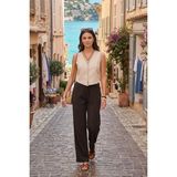 Lela Pamuklu Relaxed Fit Geniş Paça Müslin Pantolon Bayan Pantolon 668YP5502 - Acı Kahve