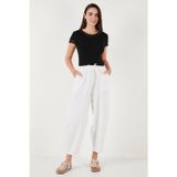Lela Pamuklu Relaxed Fit Normal Bel Daralan Paça Bayan Pantolon 668YP5198 BEYAZ