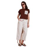 Lela Pamuklu Relaxed Fit Yüksek Bel Geniş Kısa Paça Pantolon Bayan PANTOLON 668YP5318