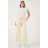 Lela Pamuklu Relaxed Fit Yüksek Bel Geniş Paça Bayan Pantolon 668YP5275 SARI