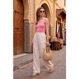 Lela Pamuklu Relaxed Fit Yüksek Bel Geniş Paça Bayan Pantolon 668YP5559 EKRU