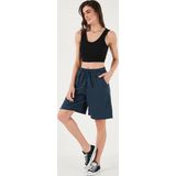 Lela Pamuklu Standart Fit Normal Bel Bağlamalı Cepli Bayan Şort 668YP5326 LACİVERT