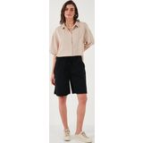 Lela Pamuklu Standart Fit Normal Bel Bağlamalı Cepli Bayan Şort 668YP5326 SİYAH