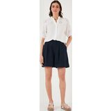 Lela Pamuklu Standart Fit Yüksek Bel Dikiş Detaylı Bayan Şort 668YP4921 LACİVERT