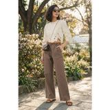 Lela Pamuklu Wide Leg Yüksek Bel Geniş Paça Kemerli Bayan Pantolon 668YP5429 KAHVE