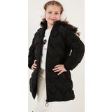 Lela Peluş Astarlı Yakası Suni Kürklü Çıkarılabilir Kapüşonlu Kışlık Kız Çocuk Mont 5761905 SİYAH