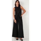 Lela Pile Detaylı Wide Leg Yüksek Bel Geniş Paça Bayan Pantolon 6522016 SİYAH