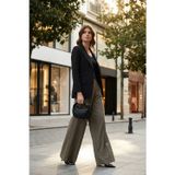Lela Pileli Wide Leg Yüksek Bel Geniş Paça Kemerli Palazzo Bayan Pantolon 68351070 KARAMEL