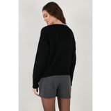 Lela Premium Boncuk ve Fiyonk Detaylı Regular Fit V Yaka Triko Hırka Bayan HIRKA 680HI00180