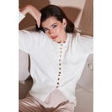 Lela Premium Comfort Fit Yuvarlak Yaka Crop Triko Bayan Hırka 680HI00164 EKRU