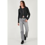 Lela Premium Comfort Fit Yuvarlak Yaka Crop Triko Hırka Bayan HIRKA 680HI00164