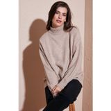 Lela Premium Oversize Fit Balıkçı Yaka Yumuşak Dokulu Triko Bayan Kazak 680KZ00469 VİZON