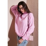 Lela Premium Oversize Fit Balıkçı Yaka Yumuşak Dokulu Triko Kazak Bayan Kazak 680KZ00469 - Şeker Pembesi