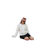 Lela Premium Regular Fit Bisiklet Yaka Kiraz Süslemeli Hırka Bayan HIRKA 6802939A