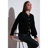 Lela Premium Regular Fit Bisiklet Yaka Yumuşak Dokulu Bayan Hırka 680HI00147 SİYAH