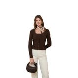 Lela Premium Slim Fit Dantel Detaylı Yaka Örme Hırka Bayan HIRKA 680HI00061