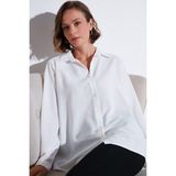 Lela Rahat Kesim Arkası Uzun Gömlek Bayan Gömlek 6118728W4 - Ekru