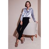 Lela Regular Fit Bağlama Detaylı Saten Gömlek Bayan Gömlek 611GO00159 - 08G-Gri