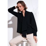 Lela Regular Fit Bağlama Detaylı V Yaka Gömlek Bayan Gömlek 611GO0202 - Siyah