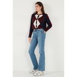 Lela Regular Fit Bisiklet Yaka Baklava Desenli Düğmeli Crop Hırka Bayan HIRKA 4615570