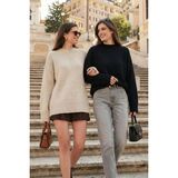 Lela Regular Fit Bisiklet Yaka Basic 2'li Paket Triko Kazak Bayan Kazak 4616213S2 - Siyah - Taş - Standart