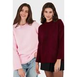 Lela Regular Fit Bisiklet Yaka Basic 2'li Paket Triko Kazak Bayan Kazak 4616213S2 - Toz Pembesi - Standart