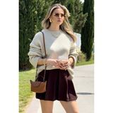 Lela Regular Fit Bisiklet Yaka Basic Triko Kazak Bayan Kazak 4616213 - Taş - Standart
