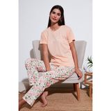 Lela Regular Fit Bisiklet Yaka Kısa Kollu Pijama Takımı Bayan Pijama Takımı 65770105 - Somon