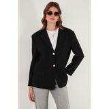 Lela Regular Fit Ceket Yaka Düğmeli Blazer Ceket Bayan Ceket 6839562 - Siyah
