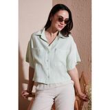Lela Regular Fit Cep Detaylı Kısa Kollu Bayan Gömlek 6778568 MİNT