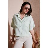 Lela Regular Fit Cep Detaylı Kısa Kollu Gömlek Bayan Gömlek 6778568 - Mint