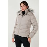 Lela Regular Fit Çıkarılabilir Kapüşonlu Fermuarlı Cepli Şişme Mont Bayan MONT 497DİNA