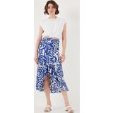 Lela Regular Fit Desenli Yüksek Bel Volanlı Midi Boy Yırtmaçlı Bayan Etek 5869013 SAKS